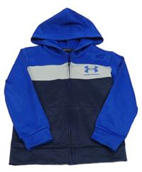 Modro-tmavomodrá sportovní propínací mikina s logem a kapucí Under Armour
