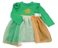 Nové - zelené šaty s tylovou sukní a obrázkem z flitrů Primark