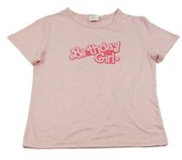 Světlerůžové tričko s nápisem 
