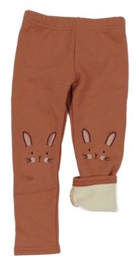 Starorůžové zateplené legíny s králíky sinsay