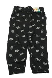 Nové - černé lehké tepláky s hmyzem 