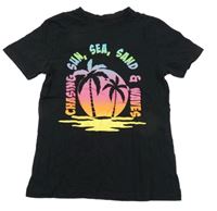 Černé tričko s barevným nápisem Primark