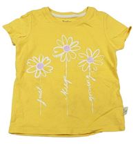 Žluté tričko s květy s flitry Nutmeg