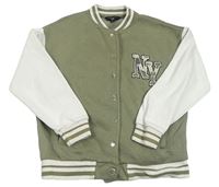 Khaki-bílá baseballová mikina s písmeny New Look