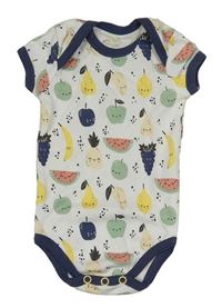 Bílo-tmavomodré body s ovocem Seasons