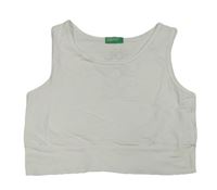 Bílý crop top s nápisem Benetton
