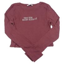 Starorůžové žebrované crop triko s nápisem New Look