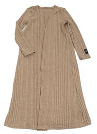 Růžový žebrovaný úpletový cardigan Shein