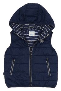 Tmavomodrá šusťáková zateplená vesta s kapucí Mayoral