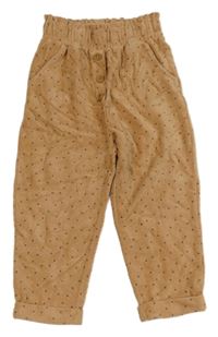 Broskvovo-šedé puntíkaté sametové cuff kalhoty Next