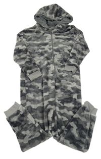 Šedá army plyšová kombinéza s kapucí Jeff&CO