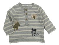 Šedo-smetanové pruhované triko se zvířátky Next