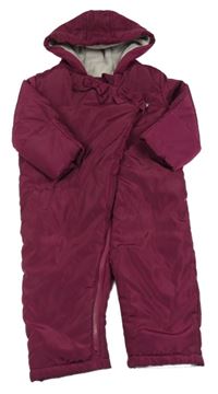Vínová šusťáková zimní kombinéza s mašlemi a kapucí M&S