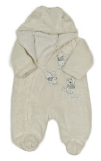 Smetanová plyšová zateplená kombinéza s Medvídkem Pú a kapucí Disney