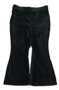 Černé žebrované sametové flare legíny 