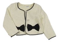 Smetanovo-černé třpytivé bolerko s mašlemi 