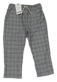 Nové - Šedo-tmavomodro-hnědé kostkované chino kalhoty Next