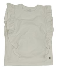 Bílý žebrovaný top s volánky Yigga