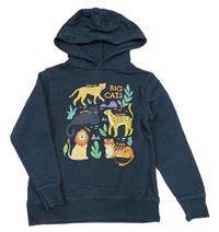 Šedomodrá mikina se zvířátky a kapucí 