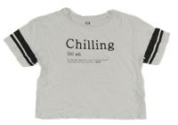 Bílo-černé crop tričko s nápisy C&A