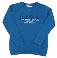Modrá mikina s nápisy Jack Wills