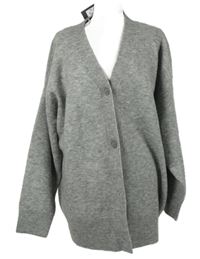 Nové - Dámský šedý propínací oversized svetr Primark 