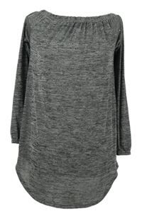 Dámská šedá melírovaná úpletová tunika s kamínky Qed London 