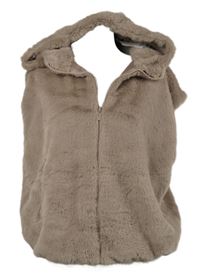 Nové - Dámská starorůžová kožešinová vesta s kapucí Primark 