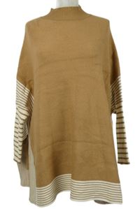 Dámská béžovo-pruhovaná svetrová tunika EXquiss