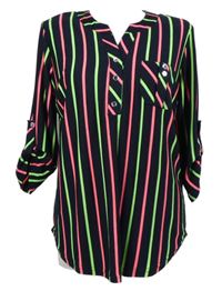 Dámská černo-barevná pruhovaná halenka 