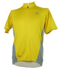 Pánské žluto-světlemodré vzorované cyklistické funkční tričko s pruhy Adidas 