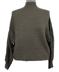 Dámský hnědý žebrovaný svetr se stojáčkem New Look 