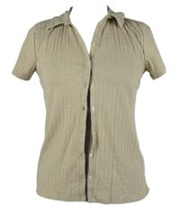 Dámské béžové žebrované propínací tričko s límečkem Ever-me 