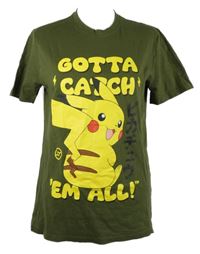Pánské khaki tričko s Pikachu 