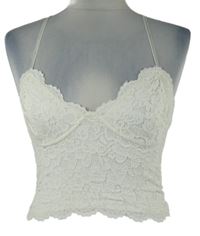 Dámský smetanový krajkový crop top Amisu