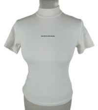 Dámské bílé žebrované tričko s logem Calvin Klein 