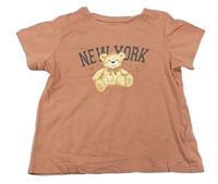 Růžové tričko s medvídkem a nápisem Primark
