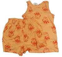 2set- oranžový top s jednorožci+ kraťasy H&M