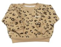 Béžová huňatá mikina s leopardím vzorem a nápisem Primark