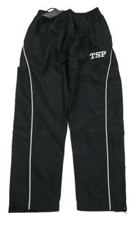 Nové- Černé šusťákové podšité kalhoty s písmeny 