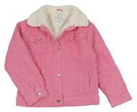 Růžová manšestrová zateplená bunda Primark