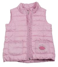 Světlerůžová šusťáková zateplená vesta s nápisem S. Oliver