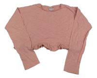 Růžové crop triko s volánkem Matalan