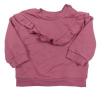 Vínová mikina s volánkem Primark