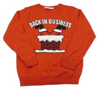 Červený svetr s obrázkem H&M