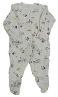 2set- Bílý overal se zvířátky+ rukavice Little nutmeg