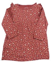 Vínové puntíkaté bavlněné šaty se srdíčky S. Oliver