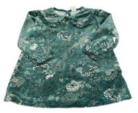 Zelené plyšové šaty s kytičkami H&M