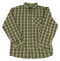 Zeleno-béžovo-fialová kostkovaná košile 