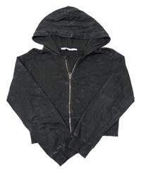 Antracitová batikovaná crop mikina s kapucí H&M